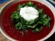 Recipe for beetroot soup with tops and meat