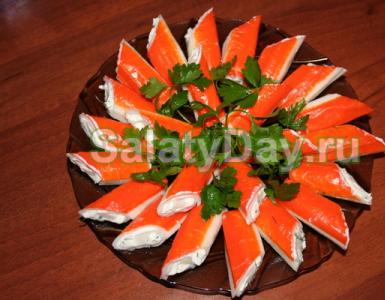 Appetizers with crab sticks